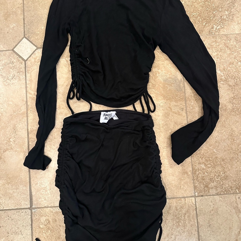 Princess Polly Black Ruched Mini Skirt